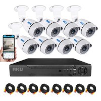 Kit supraveghere video AKU 8 camere SUPER CLEAR AHD + DVR 8 canale FULL HD 1080N H264, interior exterior carcase metalice cu infrarosu, iesire internet cu vizualizare pe telefon mobil tableta desktop